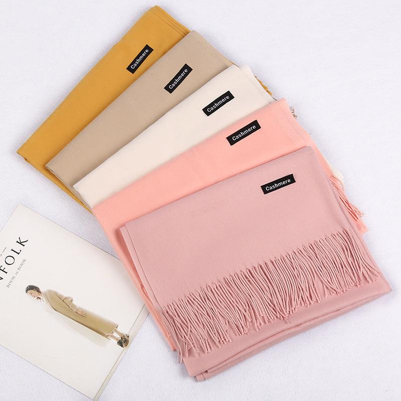 Solid Color Artificial Cashmere Scarf Female 220g Warm Shawl