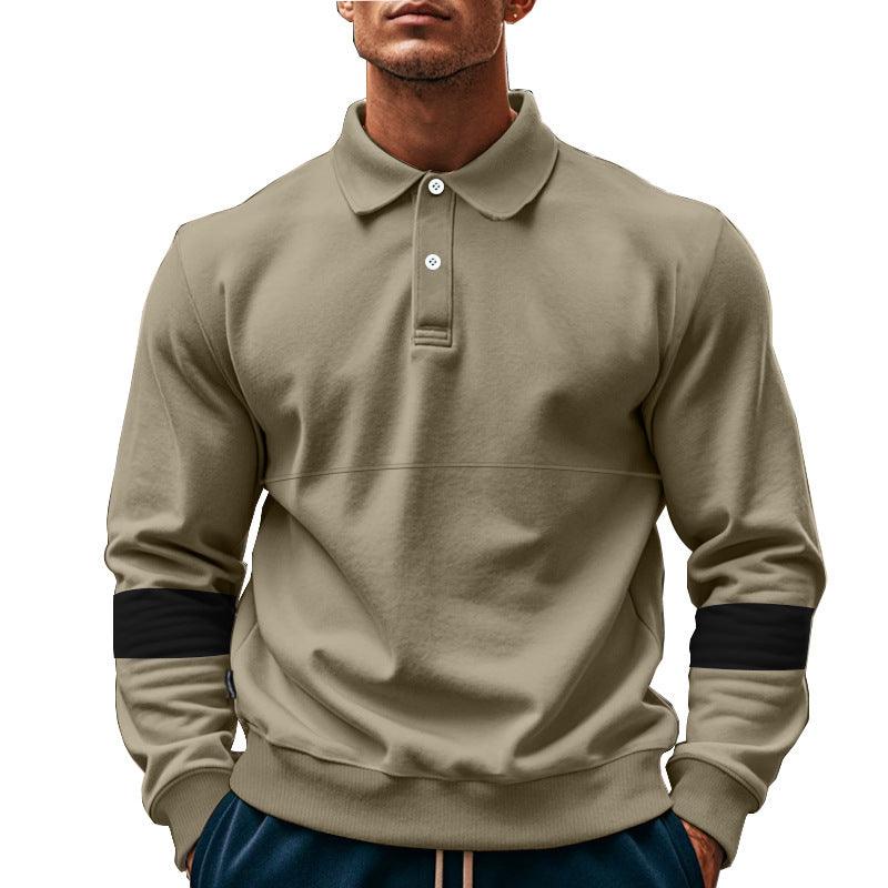 Fashion Long-sleeved Lapel Polo Shirt With Button Men's Loose Casual Sports Top Fall Spring Clothing - KiwiBrands