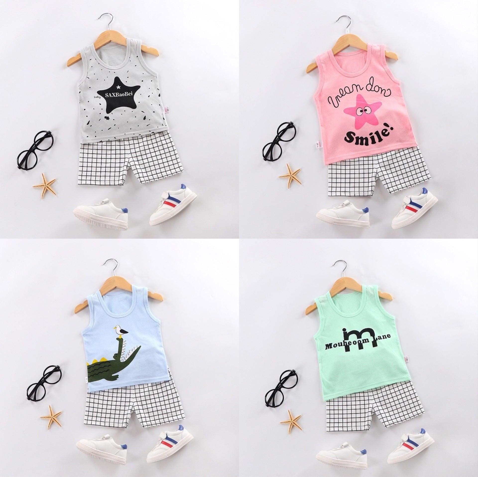 Clothes For Babies Suspenders Cotton Sleeveless Two-piece Suit