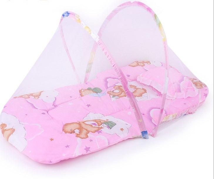 Portable Foldable Baby Kids Infant Bed Dot Zipper Mosquito Net Tent Sleeping Cushion - KiwiBrands