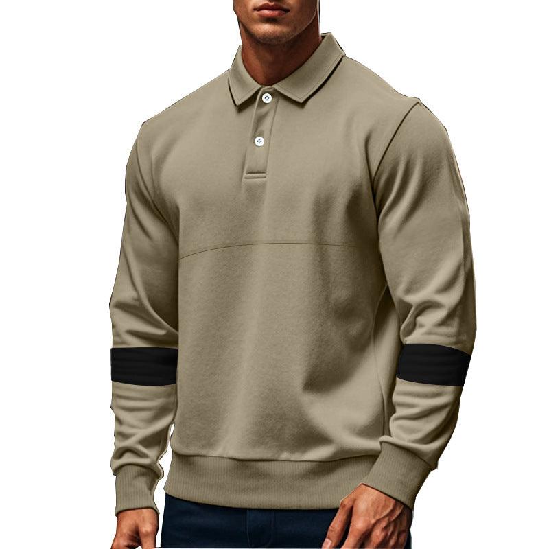 Fashion Long-sleeved Lapel Polo Shirt With Button Men's Loose Casual Sports Top Fall Spring Clothing - KiwiBrands