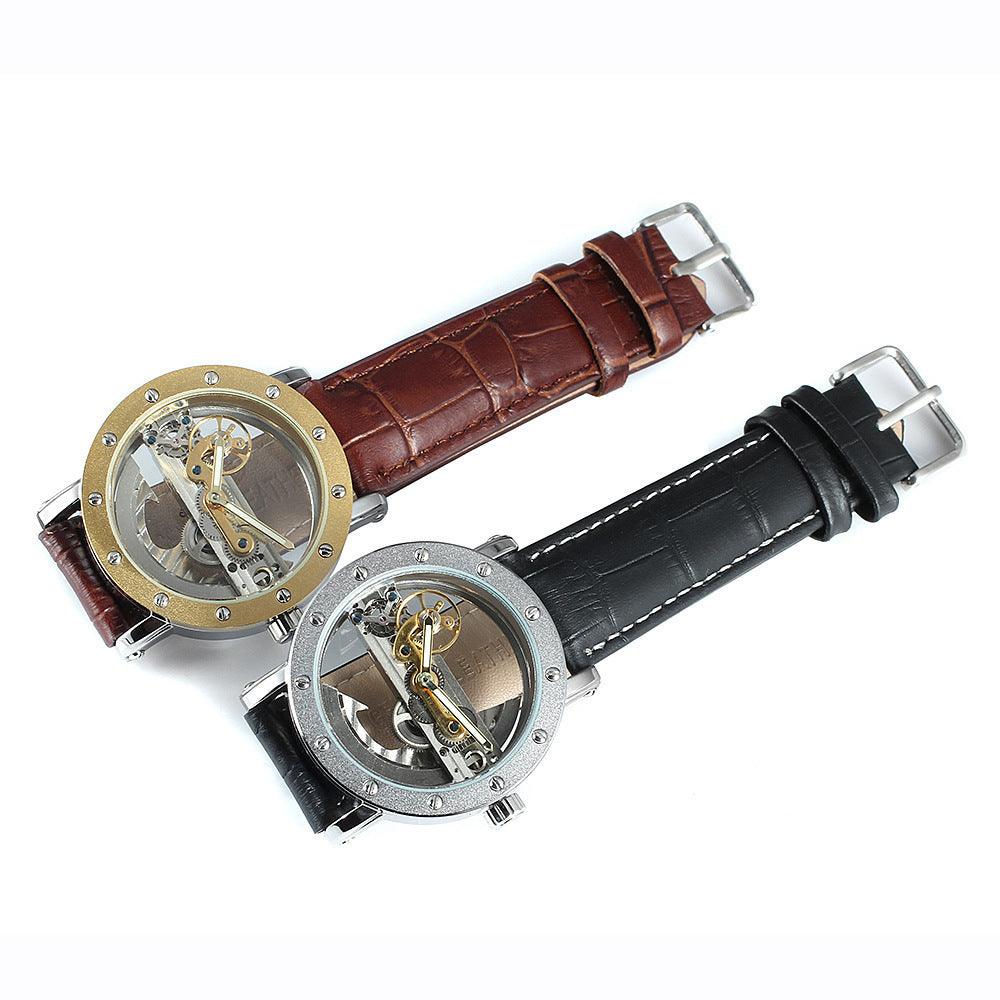 Double penetration hollow automatic mechanical watch