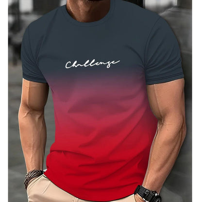 Casual Men's T-shirt Gradient Color 3D Short Sleeve Top - KiwiBrands