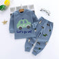 Children's Underwear Set Long-sleeved Color Matching Cotton Round Neck Shoulder Buckle - KiwiBrands