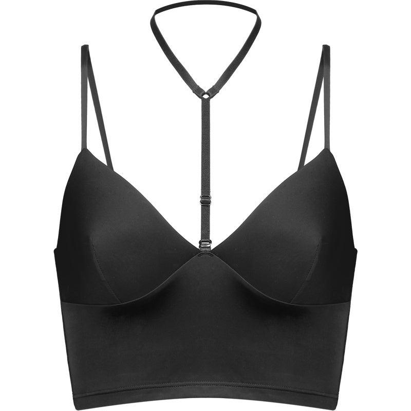 Women's Black No Steel Ring Bra Halterneck Bra