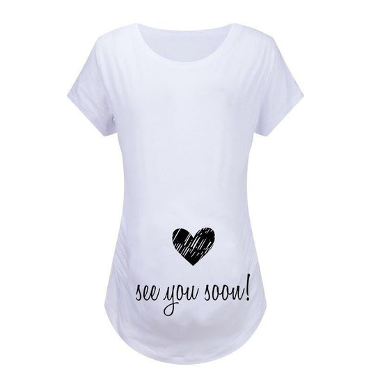 Women T-Shirts Slim Maternity Funny Letter Tops O-Neck Pregnancy Women - KiwiBrands