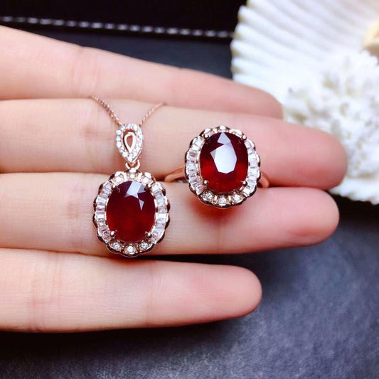 Ruby Ring Pendant Set Crystals - KiwiBrands