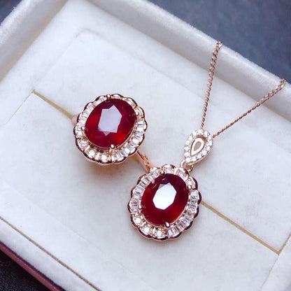 Ruby Ring Pendant Set Crystals - KiwiBrands