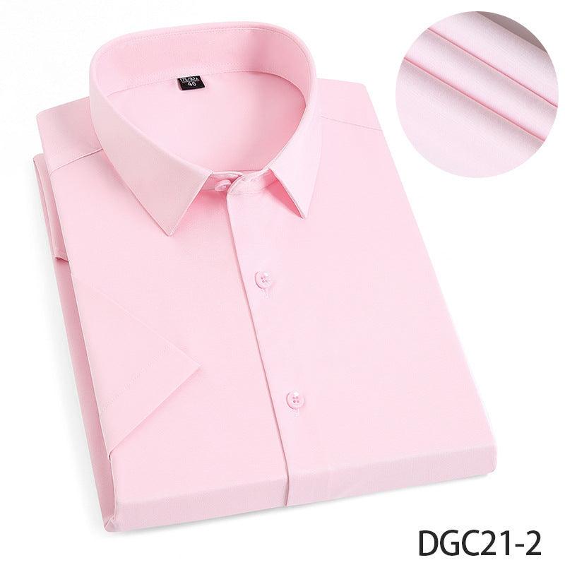 Men's Shirt Short Sleeve Anti-wrinkle Casual Business Suit Shirt Silk Satin Shirt Cross-border Source Manufacturer Solid Color