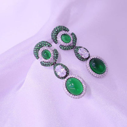 Vintage Fashion Versatile Floral Faux Emerald Earrings - KiwiBrands