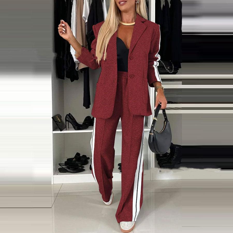 New Autumn And Winter Women's Long Sleeve Lapel Casual Suit