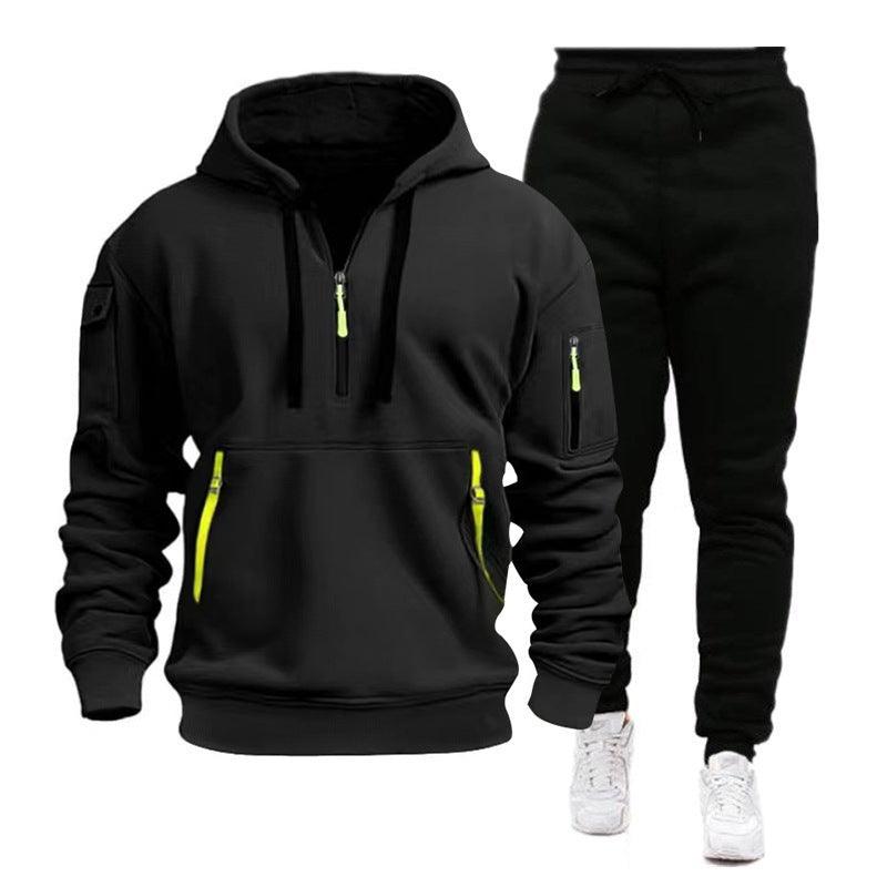 Men's Multi-pocket Zipper Hooded Sweatshirt Sportswear