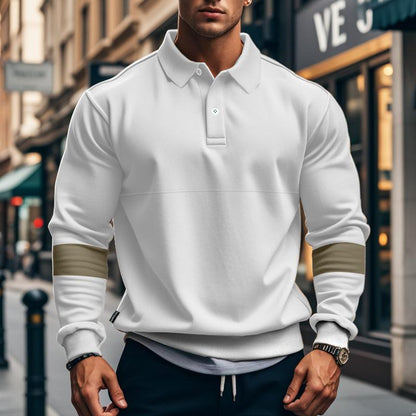 Fashion Long-sleeved Lapel Polo Shirt With Button Men's Loose Casual Sports Top Fall Spring Clothing - KiwiBrands