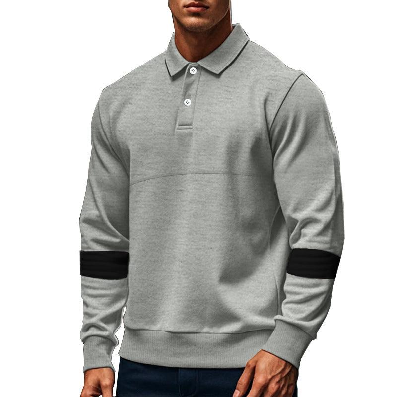 Fashion Long-sleeved Lapel Polo Shirt With Button Men's Loose Casual Sports Top Fall Spring Clothing - KiwiBrands