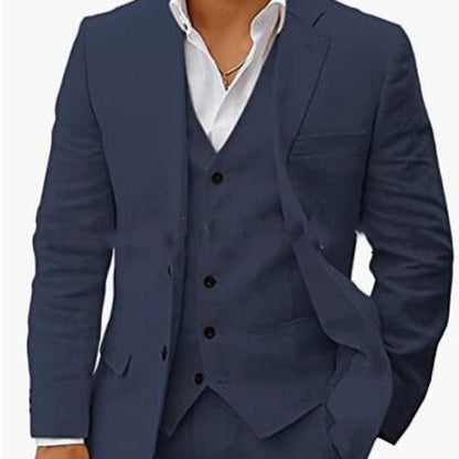 Linen Business Casual Suit Men's Six-piece Set Suit