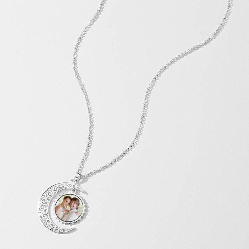 I Love You To The Moon And Back Photo Necklace Platinum Plated Silver - KiwiBrands