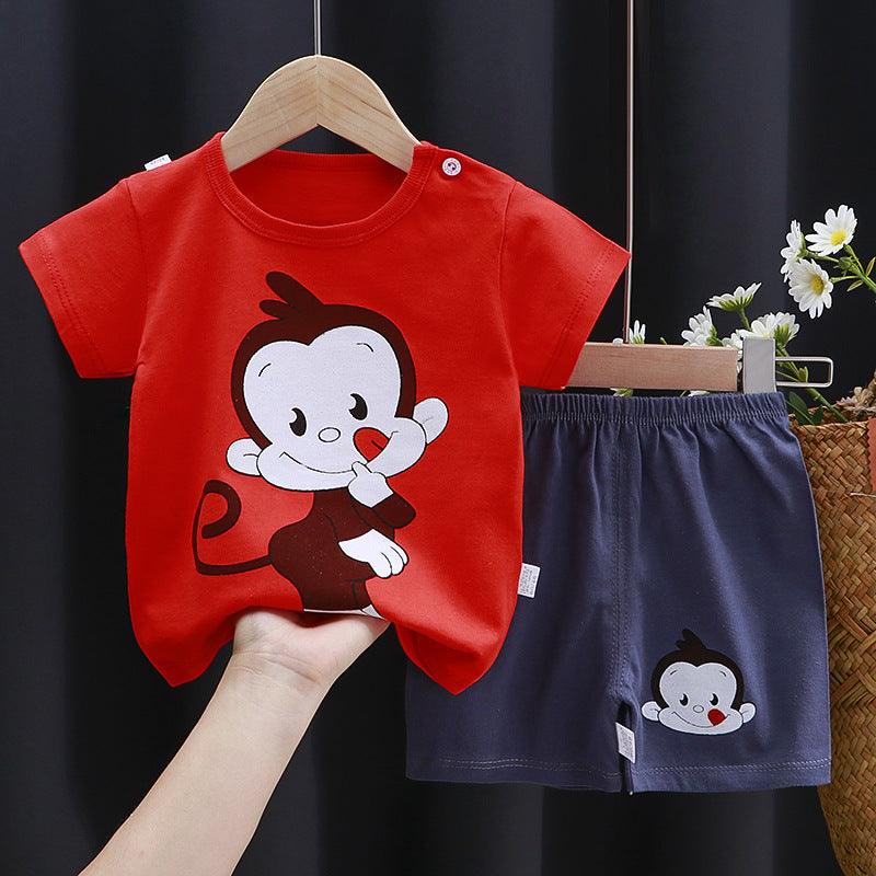 Children's Short-sleeved Suit Cotton T-shirt Baby Baby Clothes - KiwiBrands