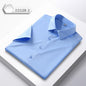 Men's Shirt Short Sleeve Anti-wrinkle Casual Business Suit Shirt Silk Satin Shirt Cross-border Source Manufacturer Solid Color