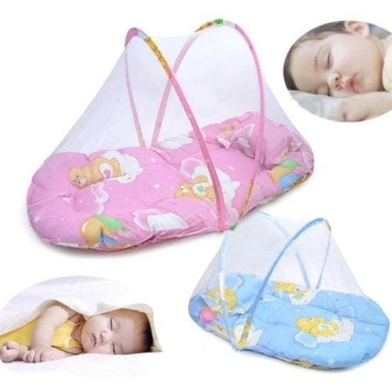 Portable Foldable Baby Kids Infant Bed Dot Zipper Mosquito Net Tent Sleeping Cushion - KiwiBrands