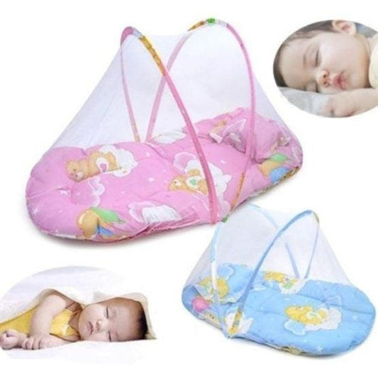 Portable Foldable Baby Kids Infant Bed Dot Zipper Mosquito Net Tent Sleeping Cushion - KiwiBrands