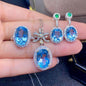 Natural Sky Blue Topaz Set Ring Pendant Earring Crystal - KiwiBrands