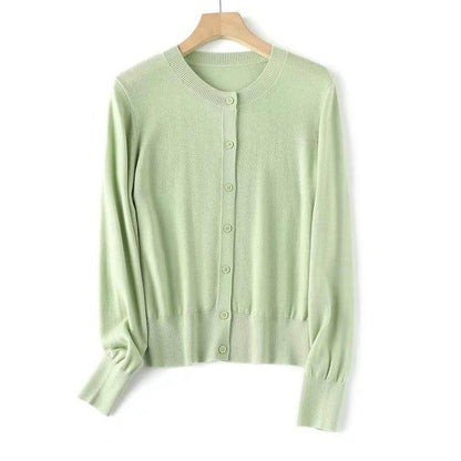 Women's Buckle Round Neck Long Sleeve Soft Knitted Sweater - KiwiBrands