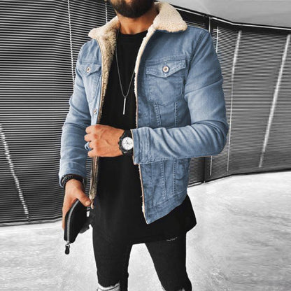 Lamb Wool Thickening Denim Jacket - KiwiBrands