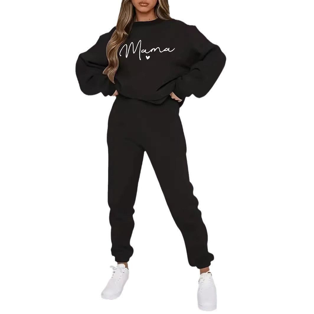 Fleece Letter-printing Printed Hoodie Sweatpants For Women - KiwiBrands