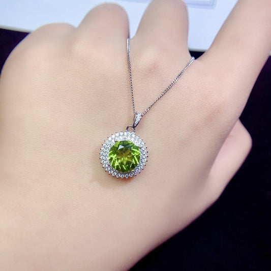 Natural Olivine Pendant Silver Female Accessories - KiwiBrands