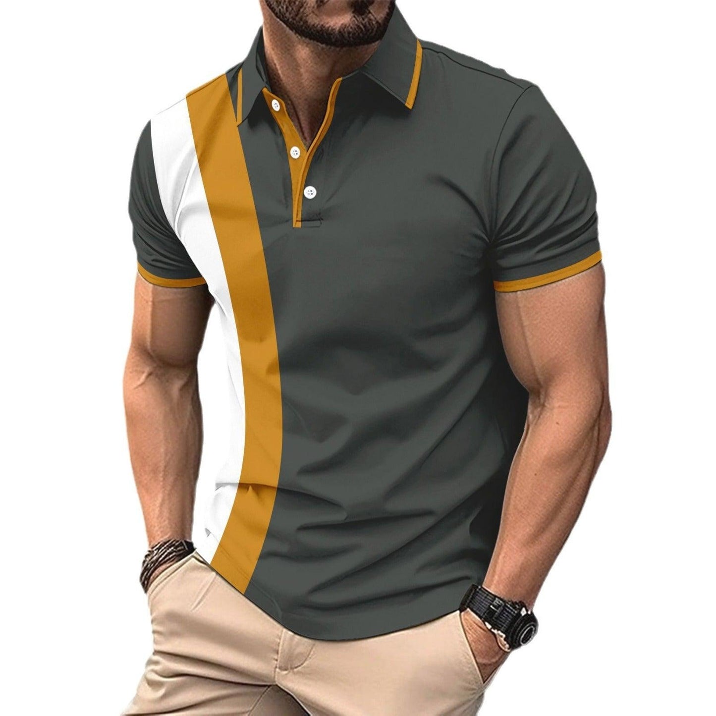 Business Colorblock All-matching T-shirt