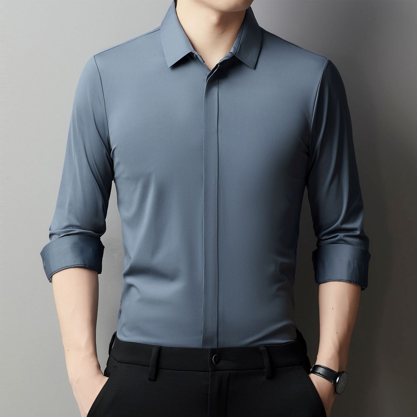 Business Leisure Iron-free Silky Shirt - KiwiBrands