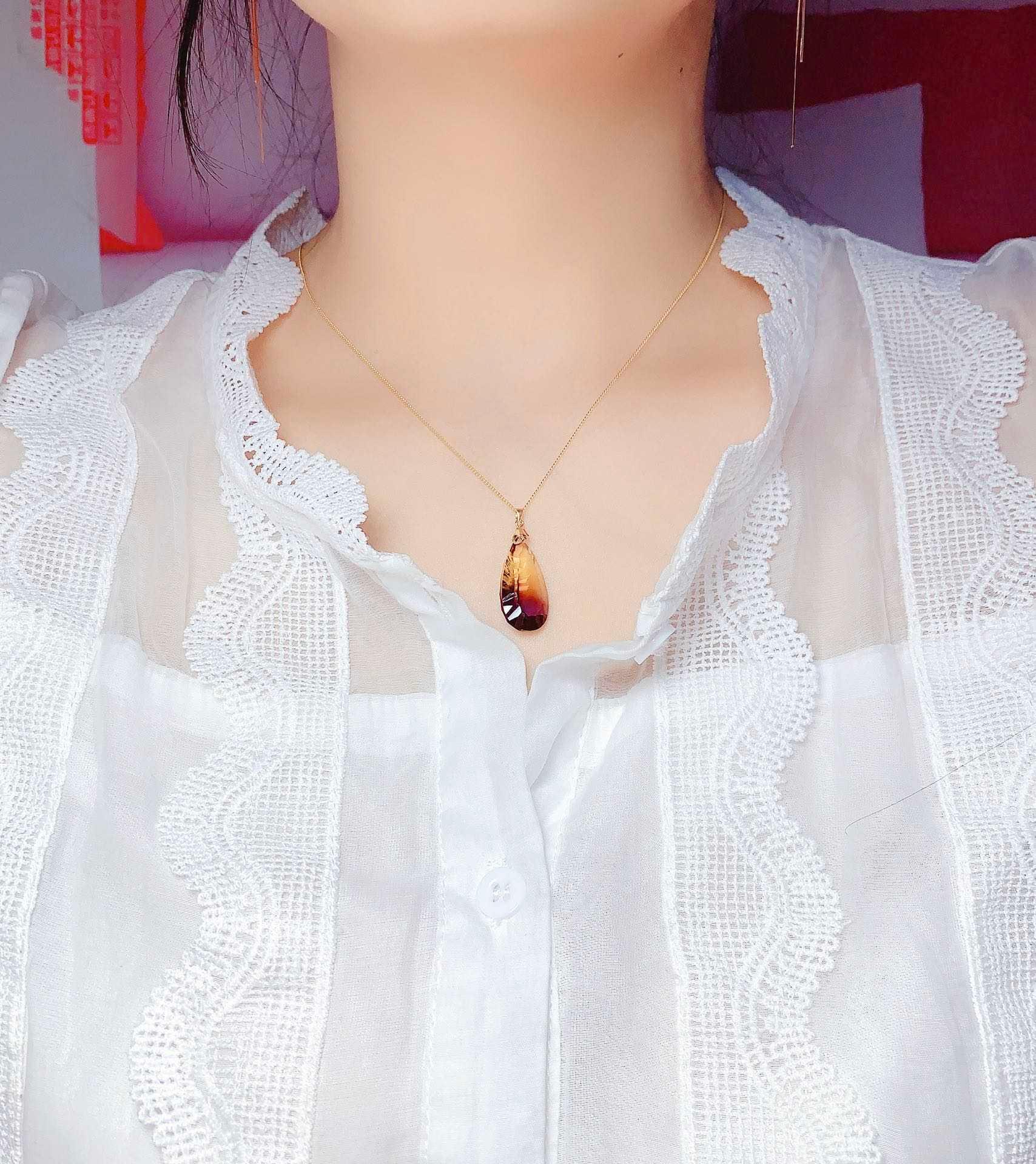 Fashionable And Simple Female Gradient Color Amethyst Pendant