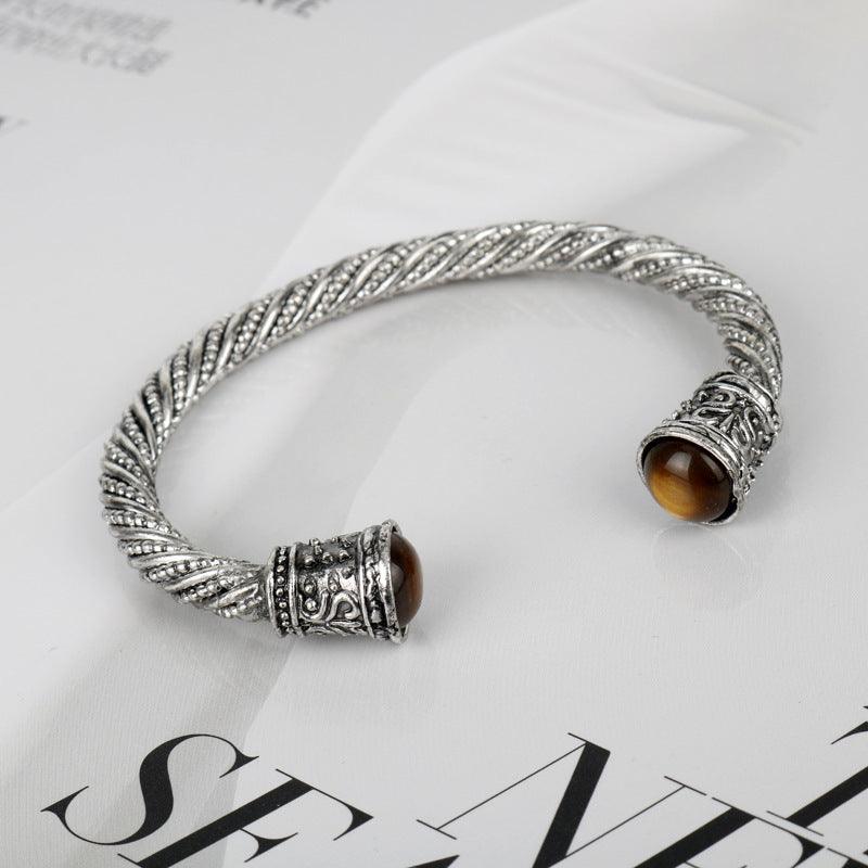 Ancient Gold Domineering Stripes Nordic Viking Bracelet Tiger Eye Bracelet - KiwiBrands