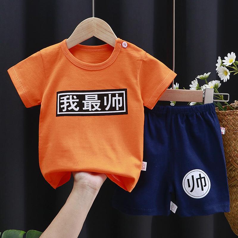 Children's Short-sleeved Suit Cotton T-shirt Baby Baby Clothes - KiwiBrands