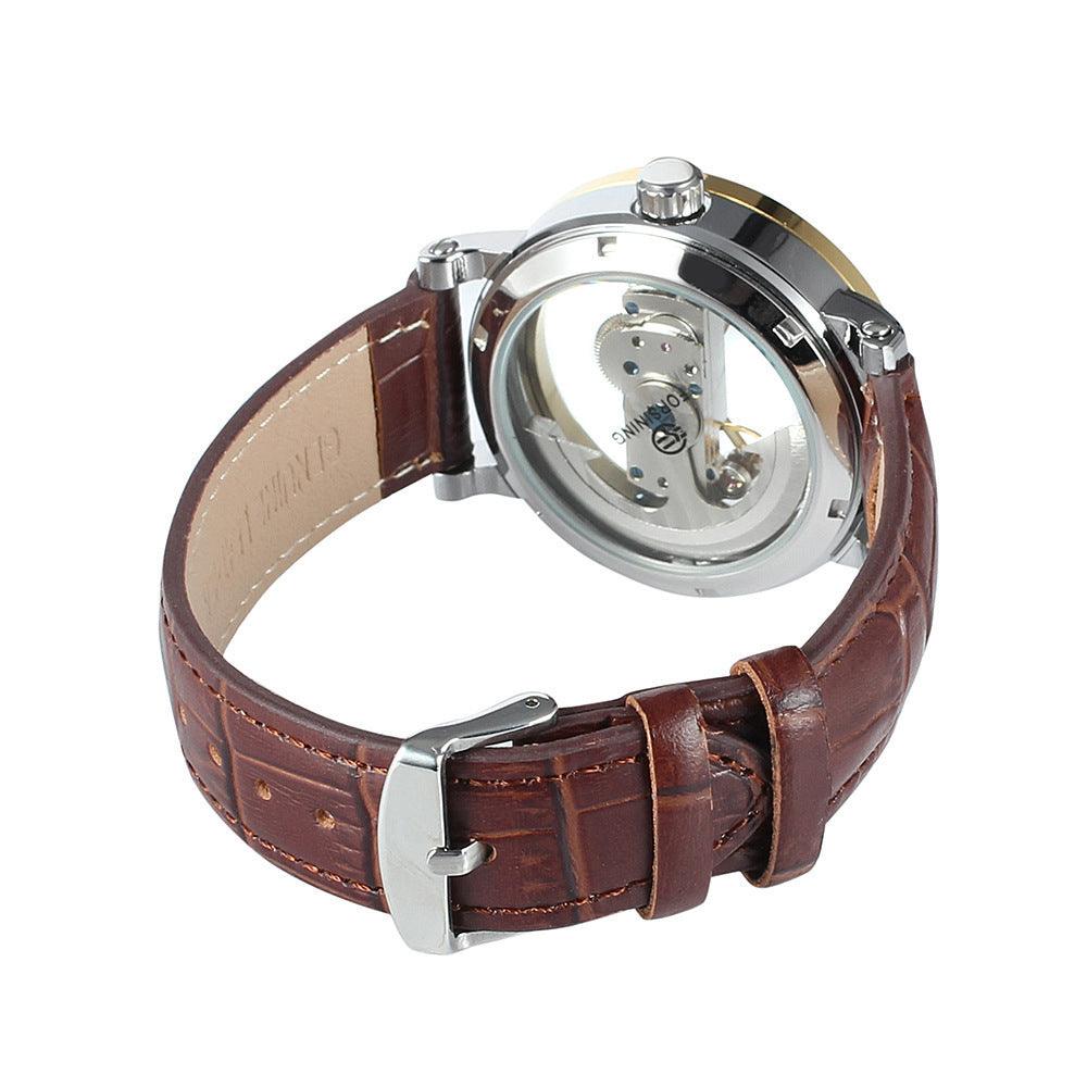 Double penetration hollow automatic mechanical watch