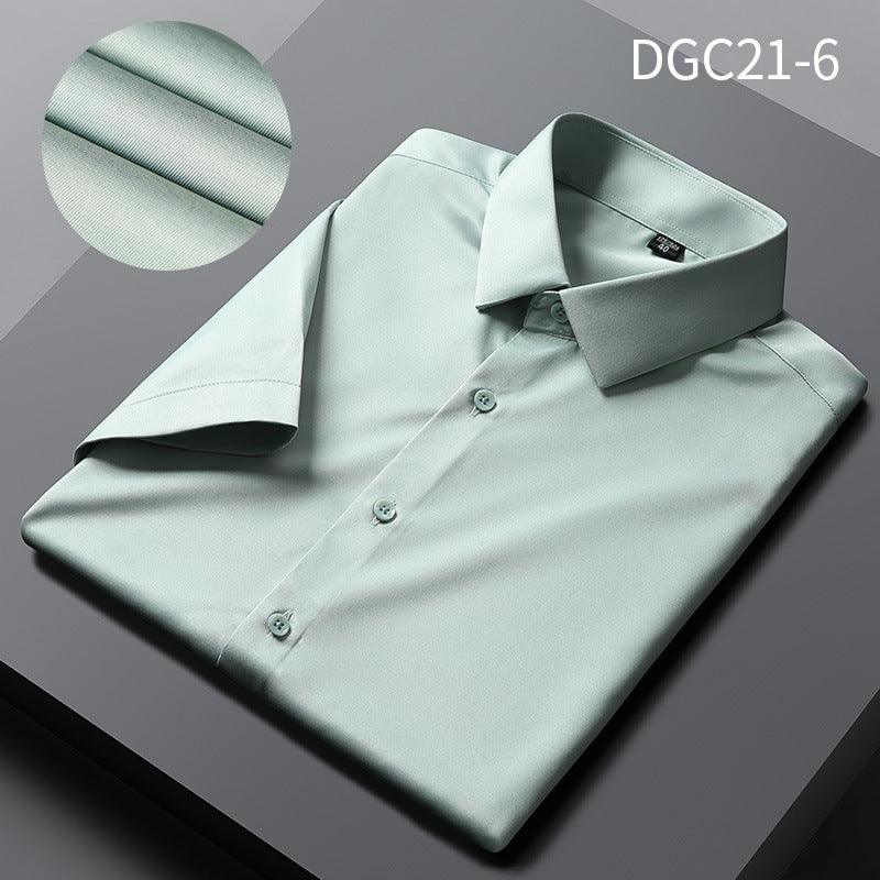 Men's Shirt Short Sleeve Anti-wrinkle Casual Business Suit Shirt Silk Satin Shirt Cross-border Source Manufacturer Solid Color