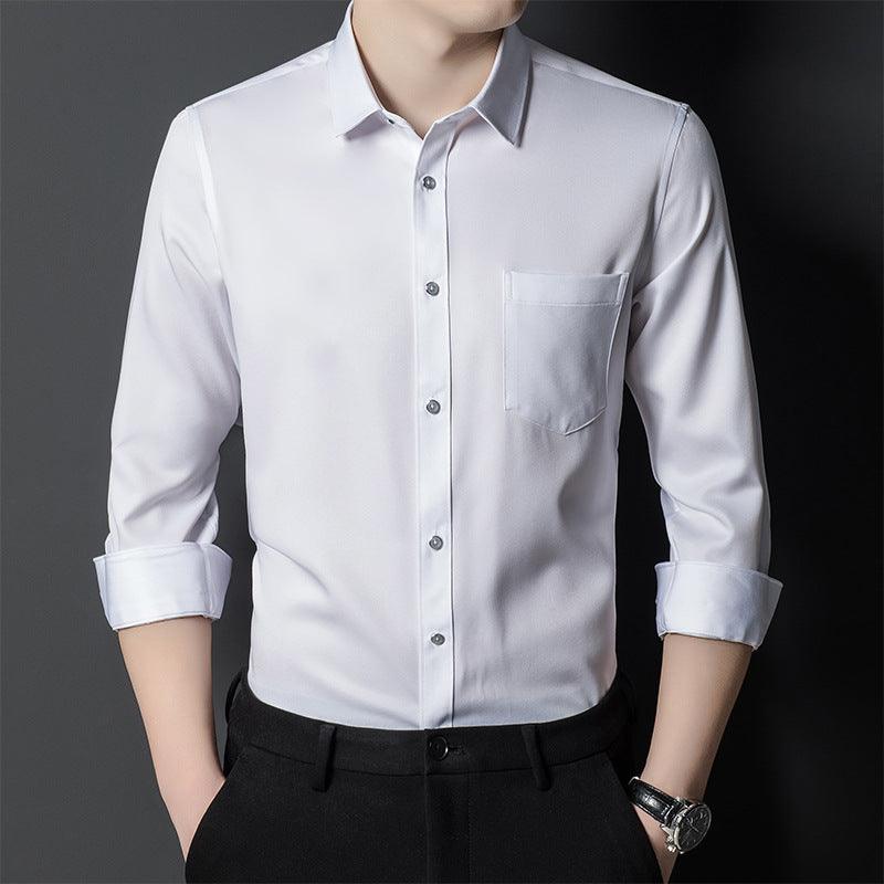 Men's Shirt Short Sleeve Anti-wrinkle Casual Business Suit Shirt Silk Satin Shirt Cross-border Source Manufacturer Solid Color