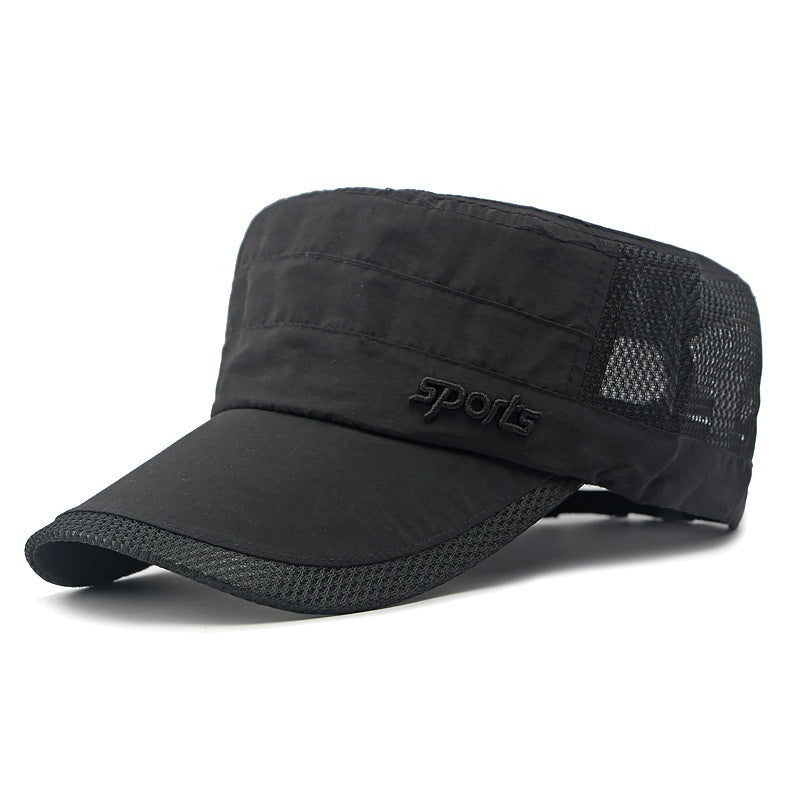 Peaked Cap Summer Mesh Breathable Swimming Sunshade Flat Top Military Cap - KiwiBrands