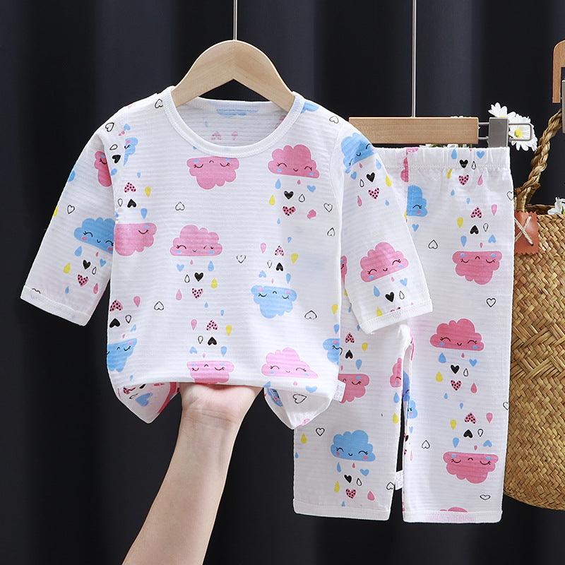 Three-quarter Sleeves Thin Children's Cotton Pajamas Suit