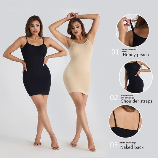 Solid Color Yoga Seamless Belly Shaping Plus Size Dress Women - KiwiBrands