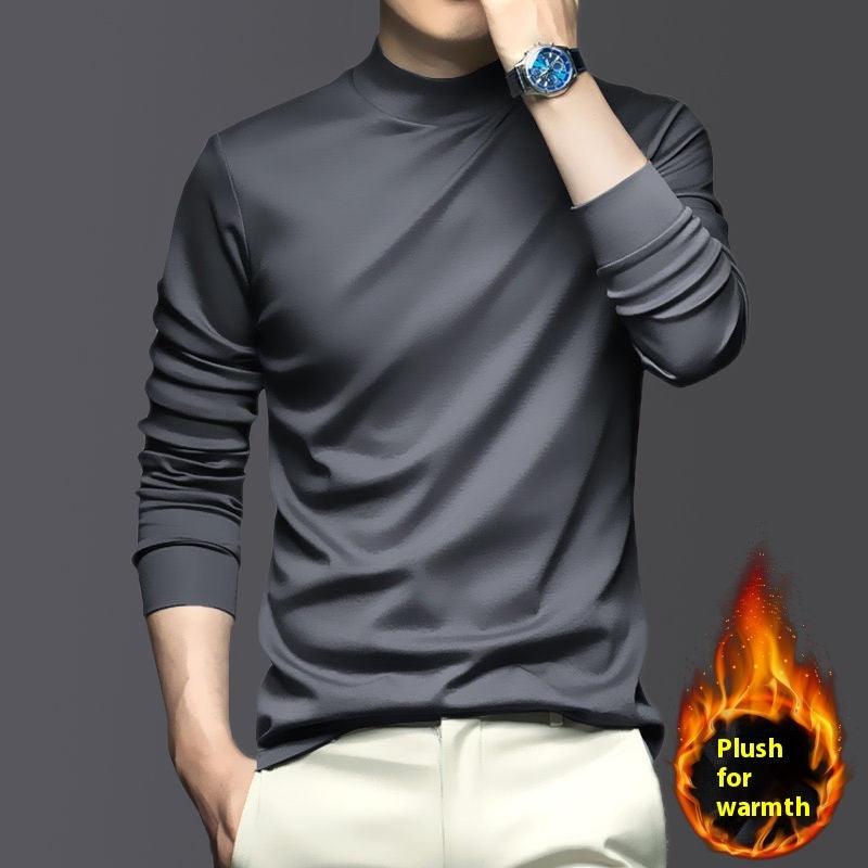 Warm Mercerized Cotton Men's Half-high Collar Bottoming Shirt - KiwiBrands