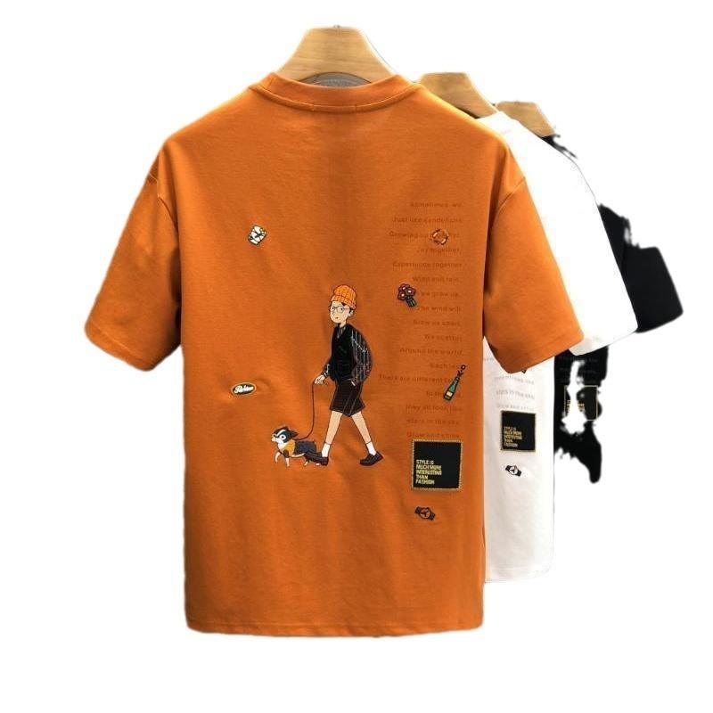 Cartoon Printed Short-sleeved T-shirt Men's Clothes Men's Loose T-shirt - KiwiBrands