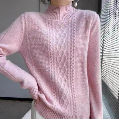 Women's Half Turtleneck Sweater Autumn And Winter New Soft Glutinous Loose Sweater