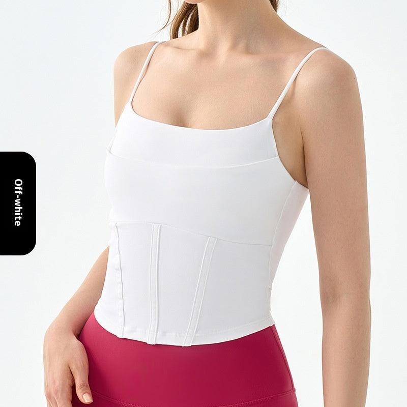 Fake Two-piece Yoga Vest Female Semi-fixed Fishbone Tangent Vest Tops Outerwear - KiwiBrands