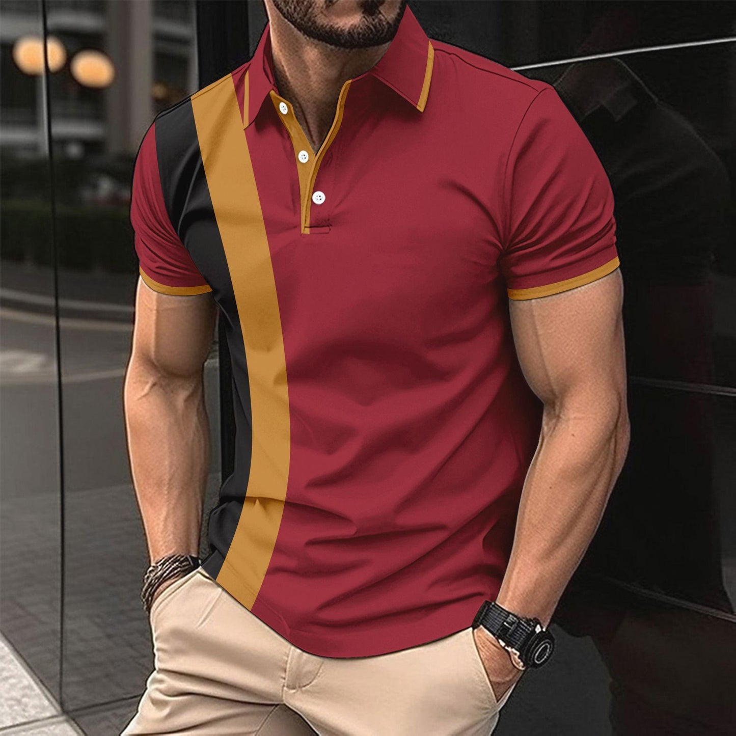 Business Colorblock All-matching T-shirt