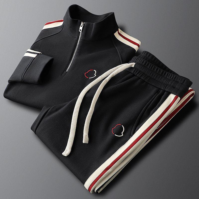 Fashion Side Stripe Leisure Sports Sweater Two-piece Set