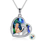 Horse and Girl Abalone Shellfish Heart Sterling Silver Photo Locket Necklace - KiwiBrands