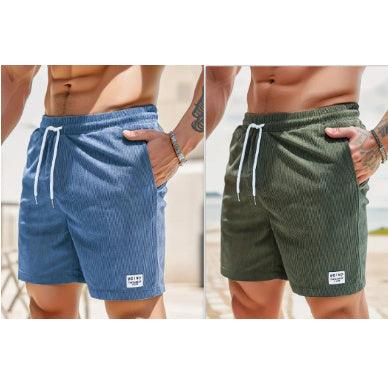 Lace-up Drawstring Shorts Summer Corduroy Sports Short Pants Mens Clothing - KiwiBrands