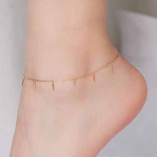 Simple And Colorless Small Strip Colored Gold Feet Chain - KiwiBrands