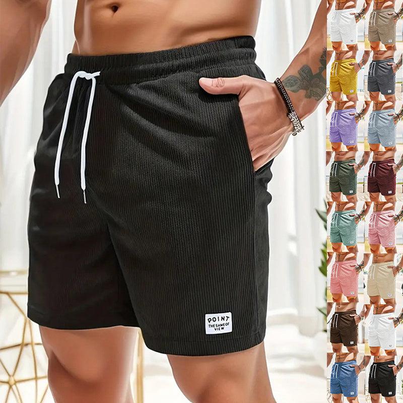 Lace-up Drawstring Shorts Summer Corduroy Sports Short Pants Mens Clothing - KiwiBrands